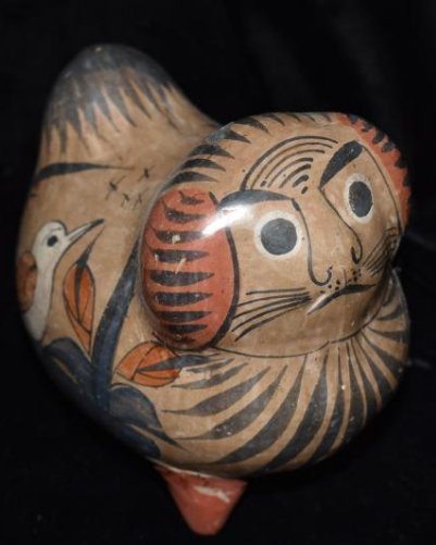 5" Vintage Mexican Tolana hand Painted Pottery Vessel (1 of 8)