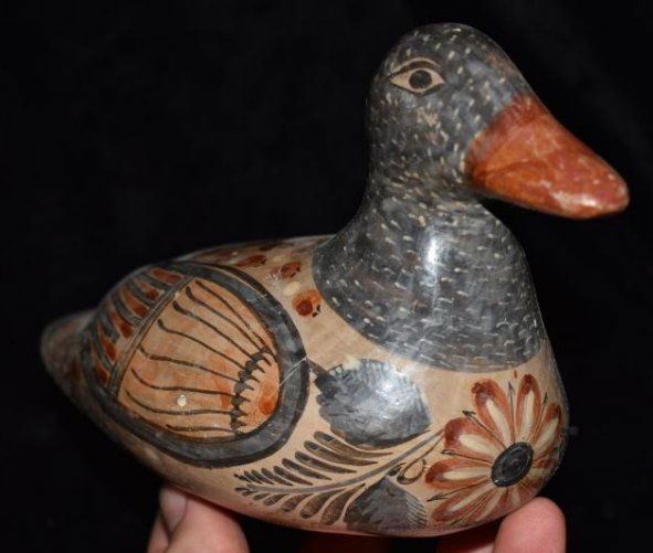 7" Vintage Mexican Tolana hand Painted Pottery Vessel (1 of 10)