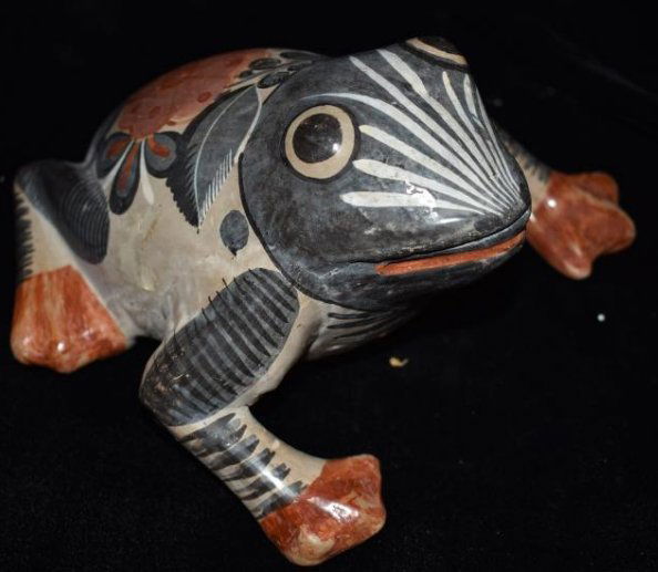 6" Vintage Mexican Tolana hand Painted Pottery Vessel (1 of 8)