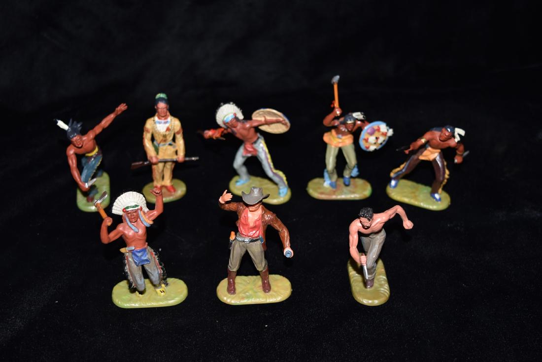 Lot of 8 Elastolin Plastic Cowboy and Indian Toys (1 of 12)