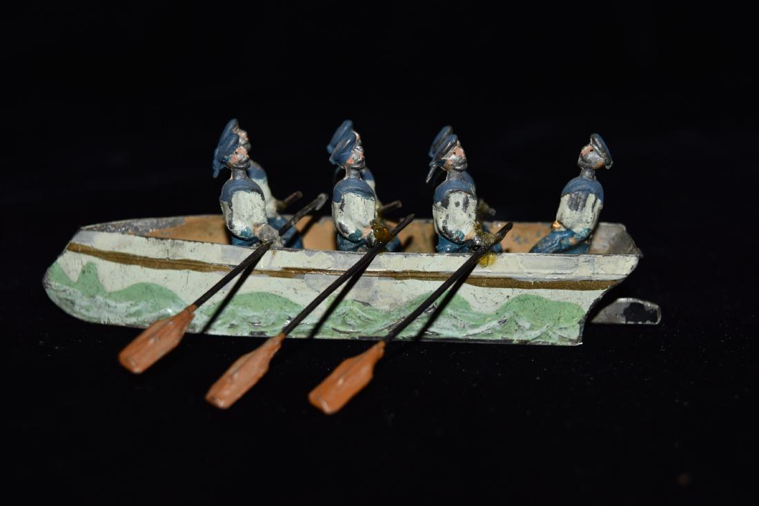 Lead/Tin Soldiers Paddling Boat European 19th Century: Lead/Tin Soldiers Paddling Boat European 19th Century Toy Very Cool