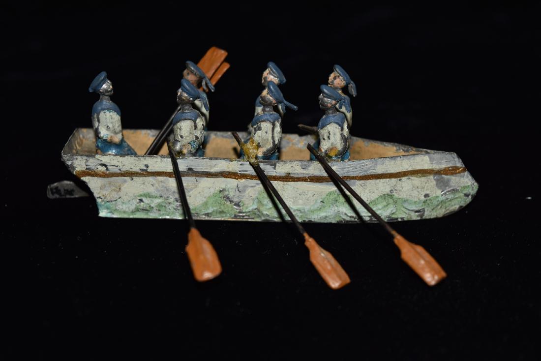 Lead/Tin Soldiers Paddling Boat European 19th Century: Lead/Tin Soldiers Paddling Boat European 19th Century Toy Very Cool