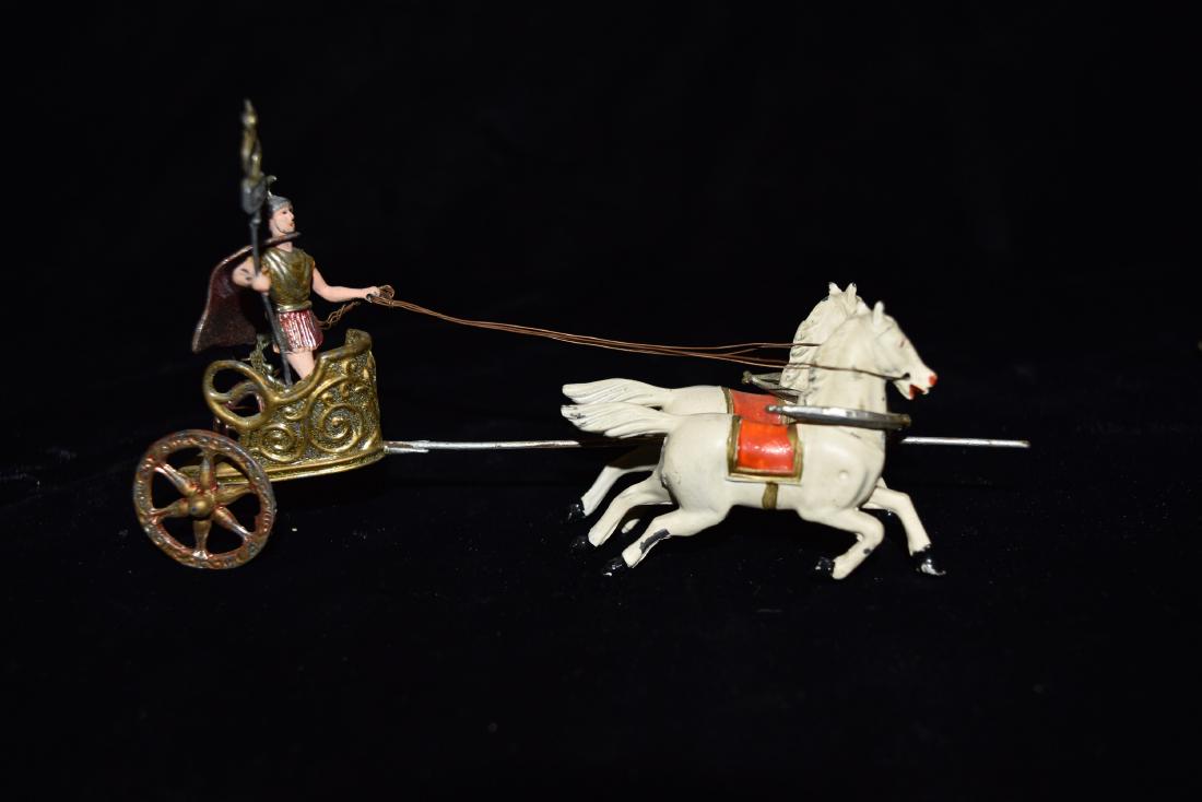 Lead/Tin Roman/Greek Centurion Two Horse Chariot Toy (1 of 6)