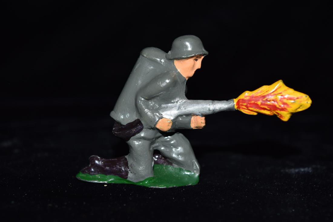 Lead/Tin German Soldier with Flamethrower Toy Early (1 of 6)