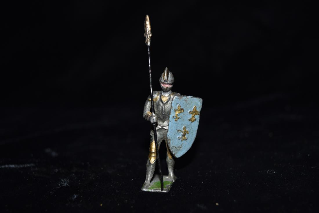 Lead/Tin Medieval Knight with Spear Toy European Early: Lead/Tin Medieval Knight with Spear Toy European Early 20th Century