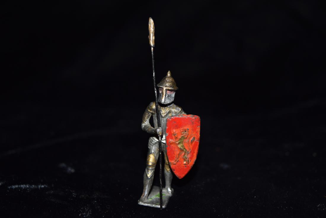 Lead/Tin Medieval Knight with Spear Toy European Early: Lead/Tin Medieval Knight with Spear Toy European Early 20th Century
