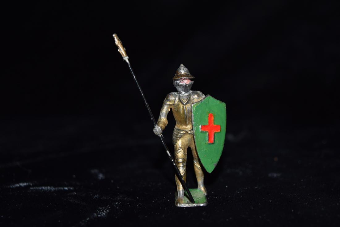 Lead/Tin Medieval Knight with Spear Toy European Early: Lead/Tin Medieval Knight with Spear Toy European Early 20th Century