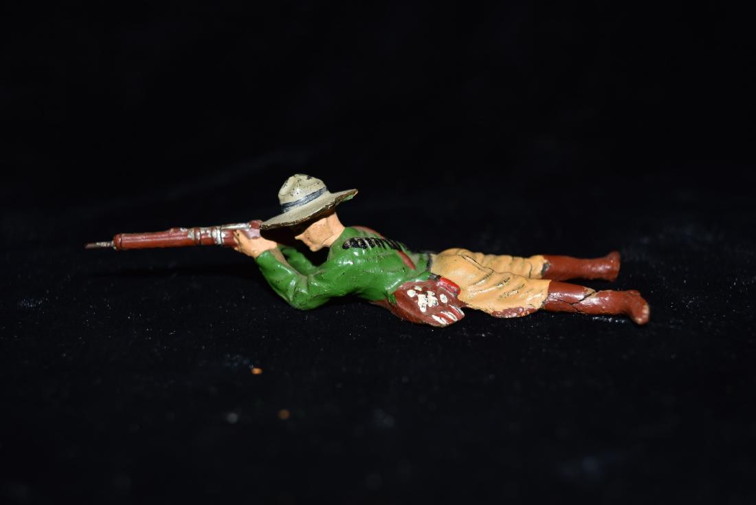 Elastolin Cowboy Laying Down Shooting Rifle Toy Germany: Elastolin Cowboy Laying Down Shooting Rifle Toy Germany Early 20th Century