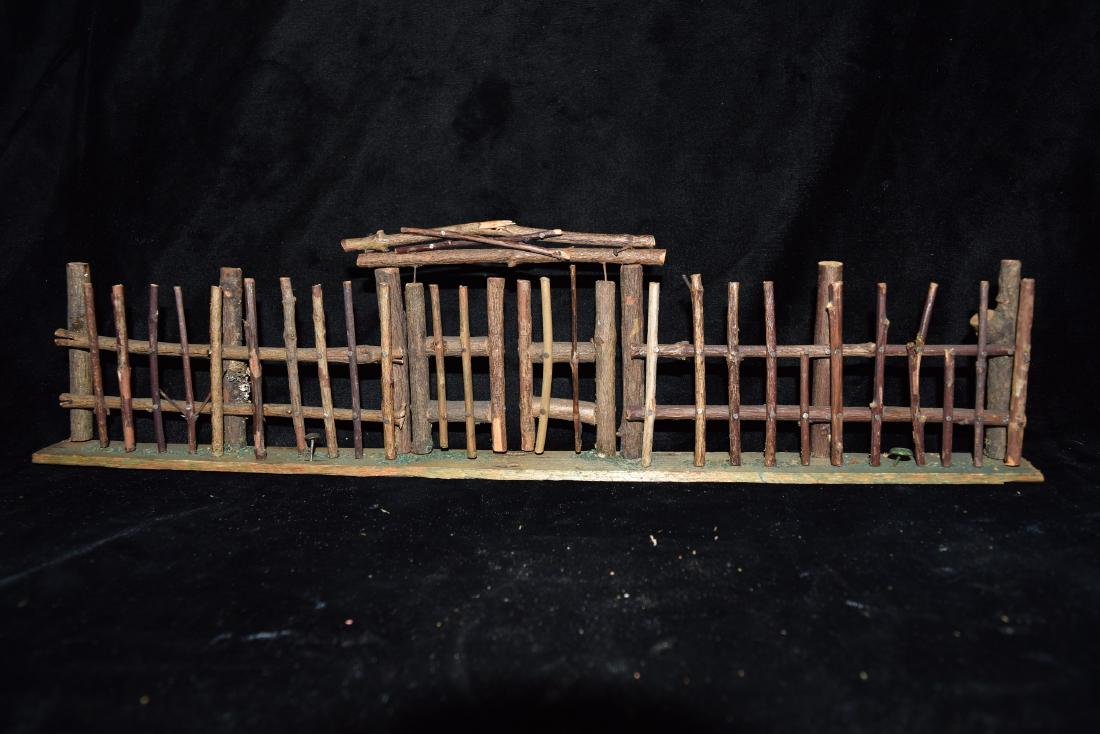 Wood Log Model Fence Section with Double Gate and Frame (1 of 5)