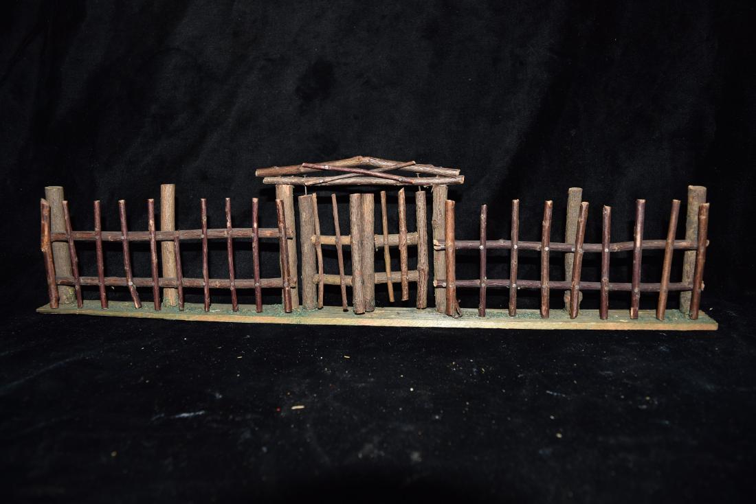 Wood Log Model Fence Section with Double Gate and Frame (1 of 5)