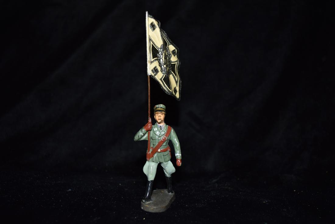 Elastolin WWII German Soldier with Tin German Flag Toy (1 of 7)