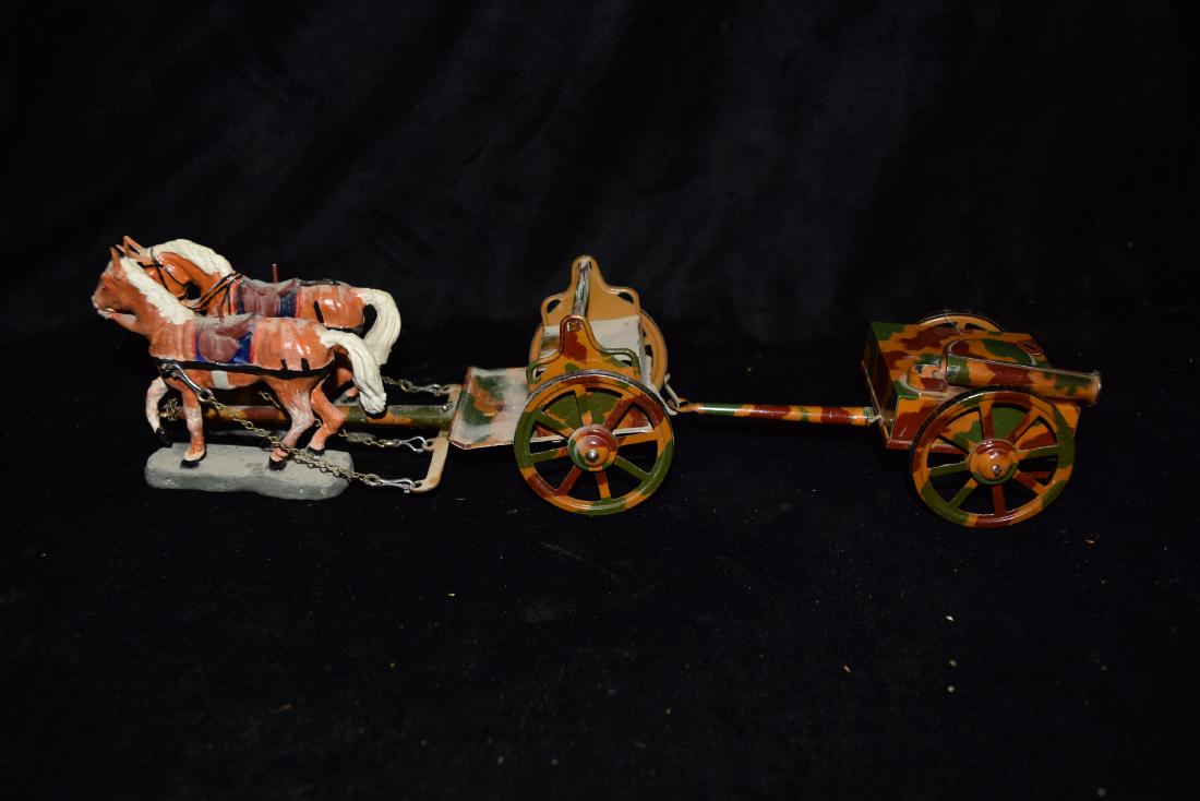Pressed Metal German WWII Horse Pulled Carriage and (1 of 6)