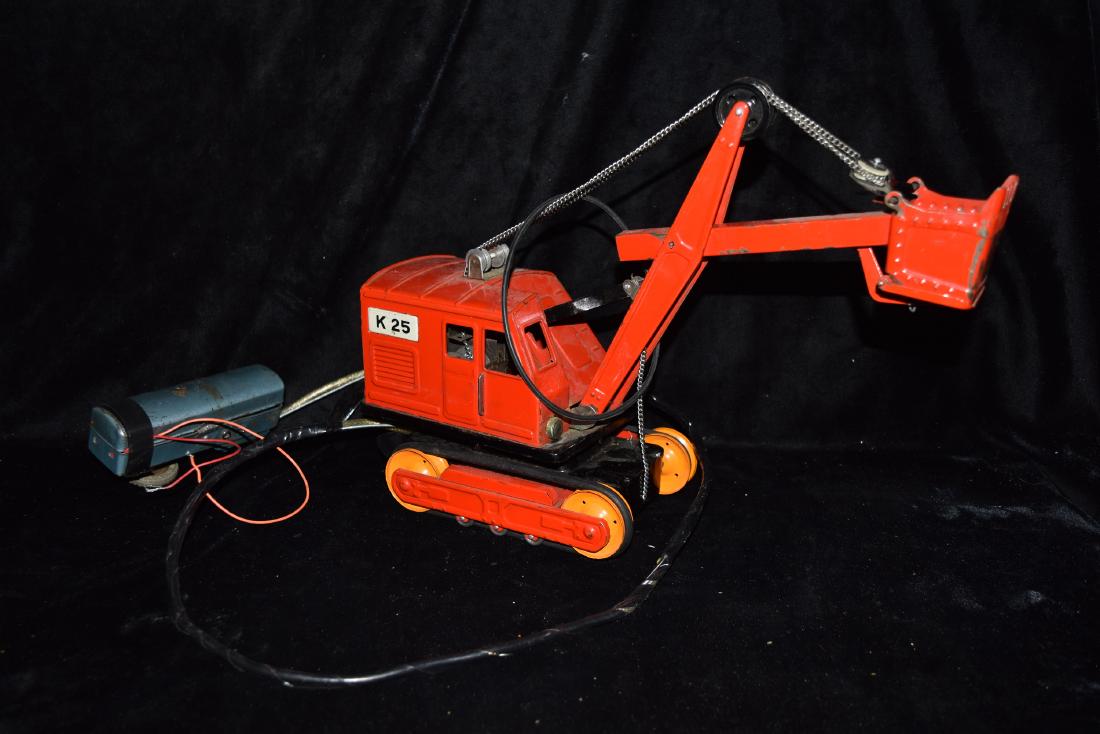 Pressed Metal Electric Powered Construction Backhoe Toy