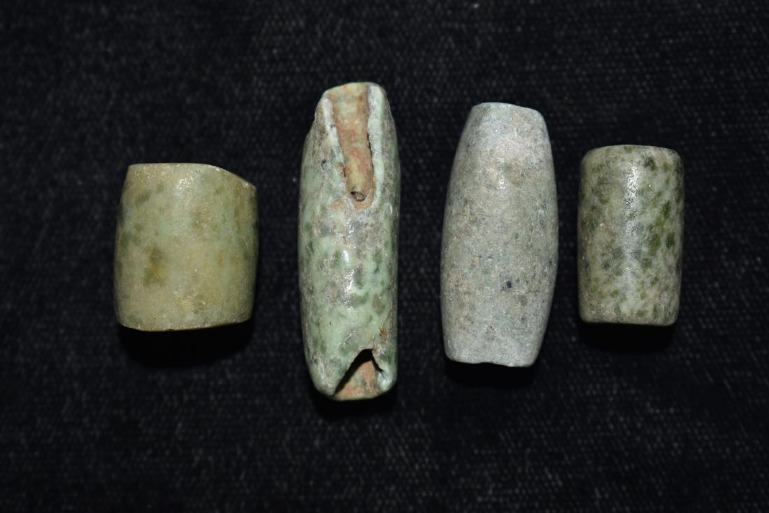 4 Pre Columbian Jade Beads, Largest isi 1 1/4" Long (1 of 4)