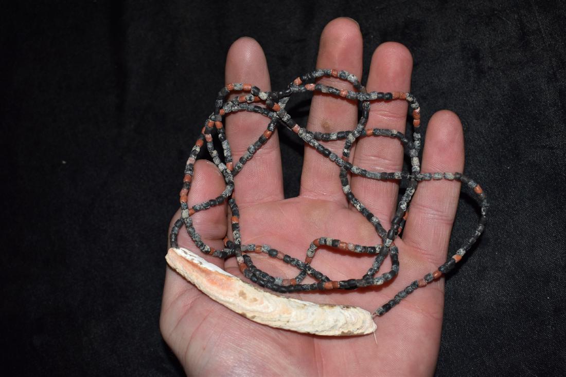 44" of Pre Columbian Stone Beads with 3 1/2" Shell (1 of 6)