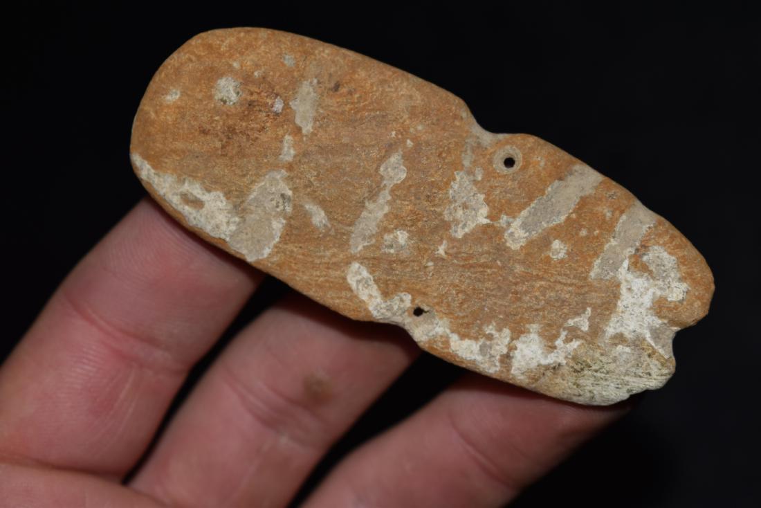 Pre Columbian Lime Stone 2 Holed Figure 3 1/4"x1 3/8" (1 of 6)