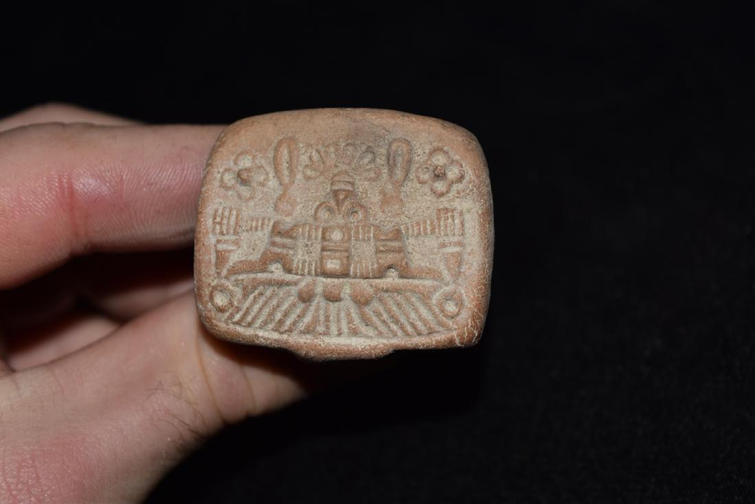Pre Columbian Pottery Stamp of a Man 1 7/8"x1 3/8" (1 of 5)