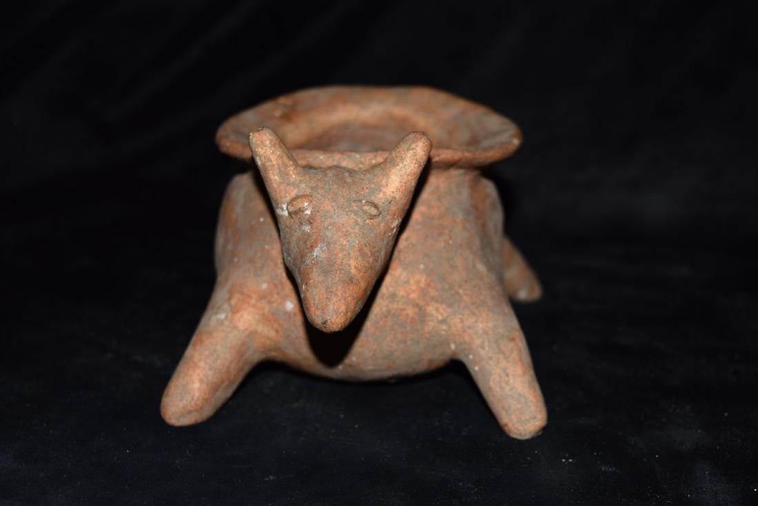 Nice Solid Pre Columbian Effigy Dog Bowl 7 1/2"x3 7/8" (1 of 8)