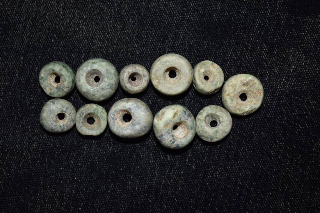 Pre Columbian Round Jade Beads 11 Total 1/4" to 5/8" (1 of 6)