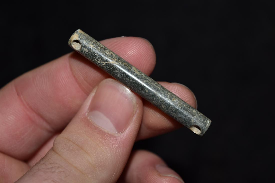 Pre Columbian Very Thin Jade Tube Bead Nice 2 1/8" (1 of 5)