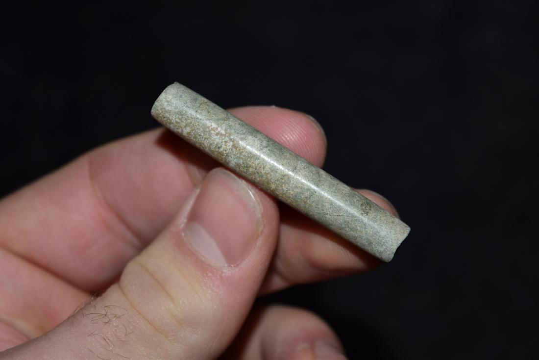 Pre Columbian Jade Tube Bead, Drilled, Thin, 2 1/8" (1 of 5)