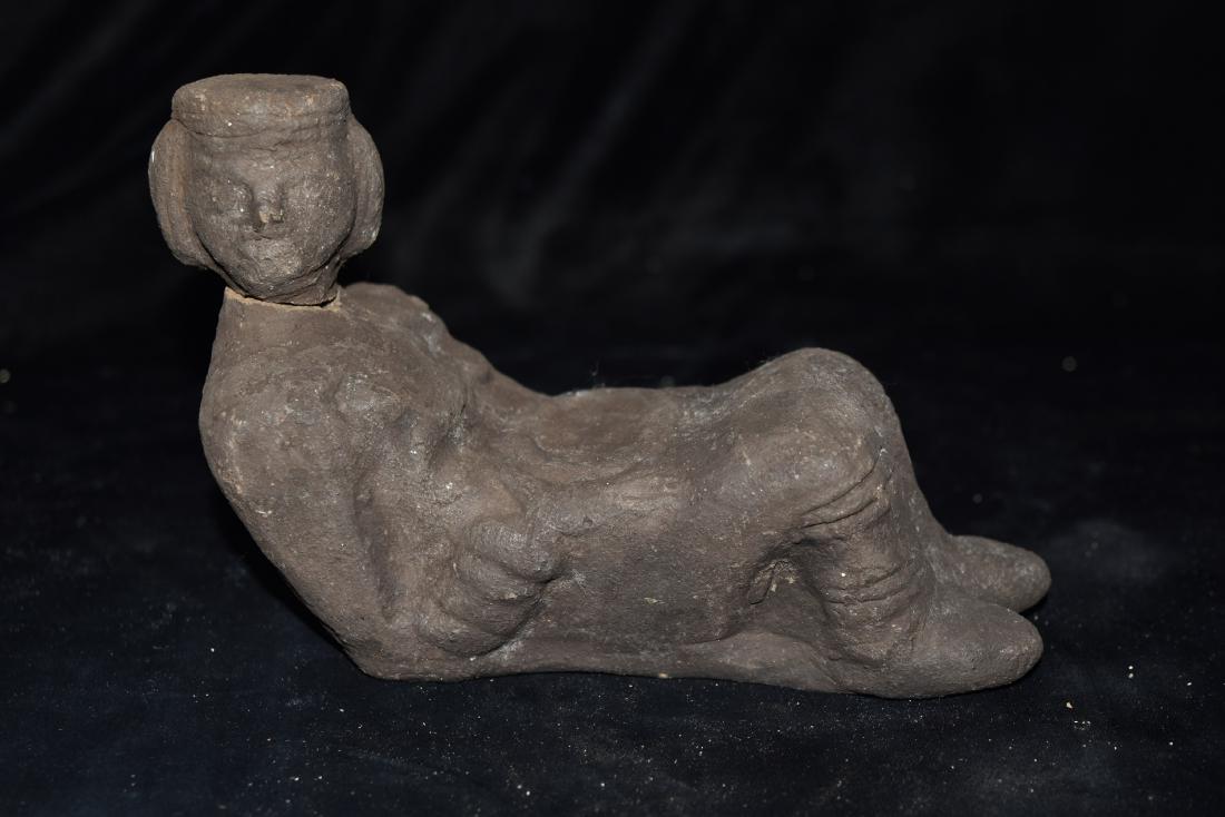 Pre Columbian Pottery Figure, Reglued head, 6 x 4 3/8 (1 of 8)