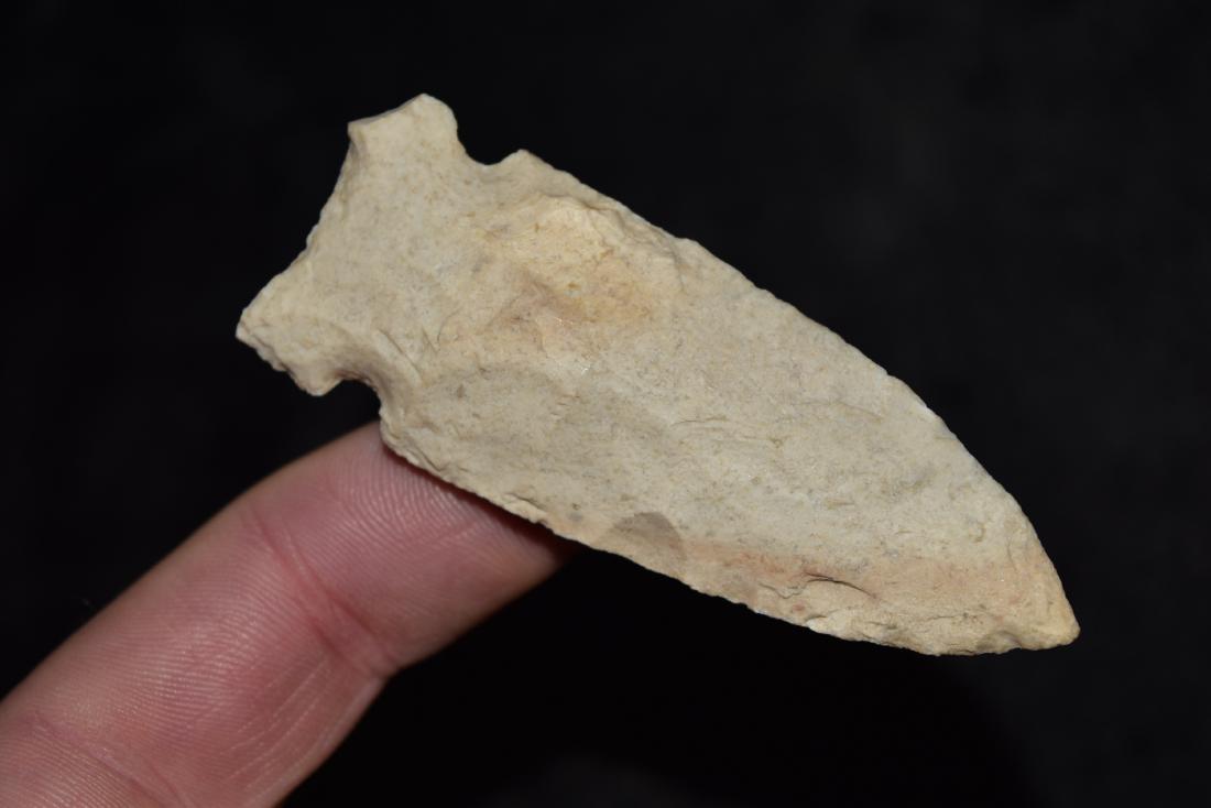 3 1/4" Graham Cave Burlington Chert ear damage: 3 1/4" Graham Cave Burlington Chert ear damage