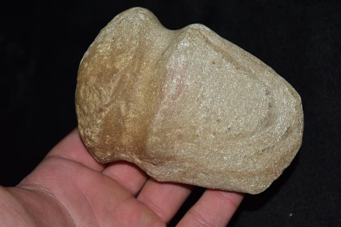 Limestone Full Grooved Axe 4 1/4" x 4 1/2", Madison Co,: Limestone Full Grooved Axe 4 1/4" x 4 1/2", Madison Co, IL