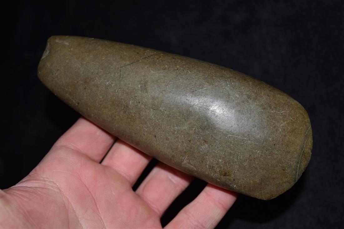6 3/8" Green Hardstone Pole Celt, Ozark Co, AR: 6 3/8" Green Hardstone Pole Celt, Ozark Co, AR