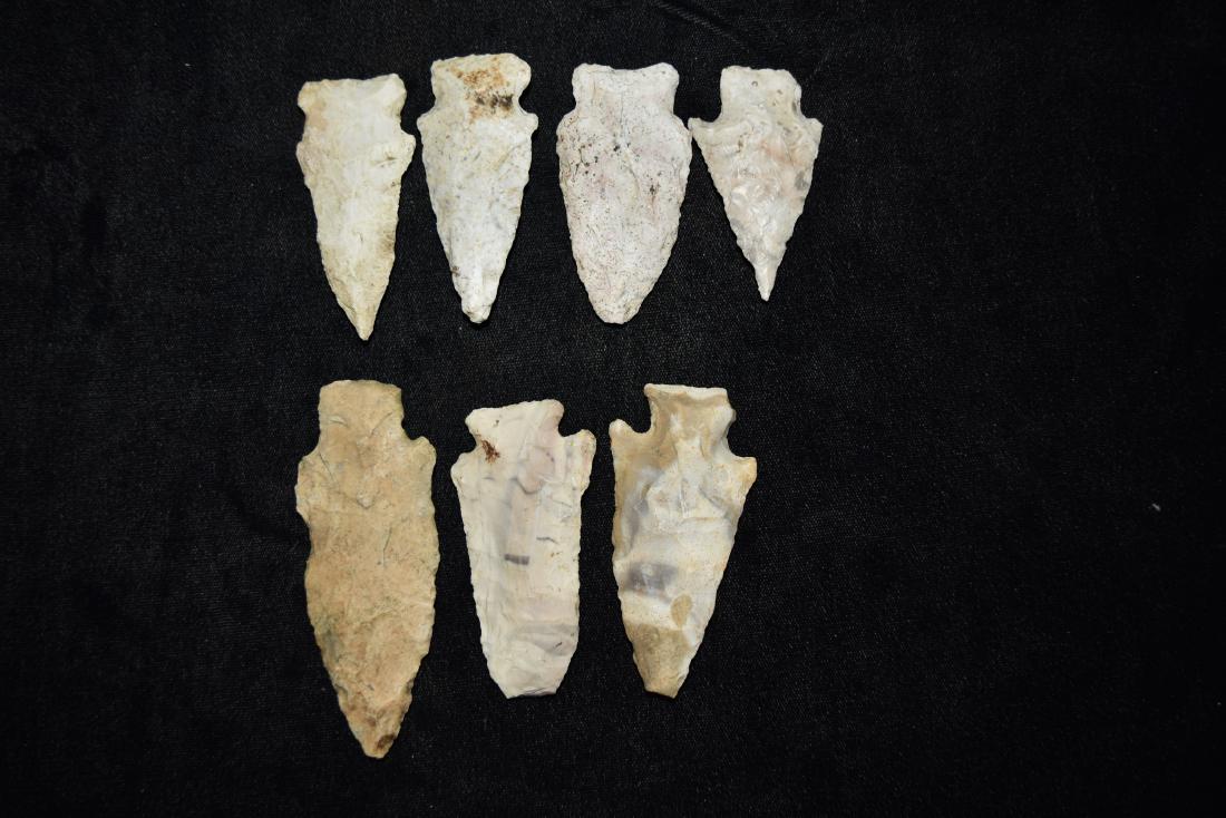 7 woodland points, largest 3 1/2" x 1 3/8"ex Ryan: 7 woodland points, largest 3 1/2" x 1 3/8"ex Ryan Stone, MO