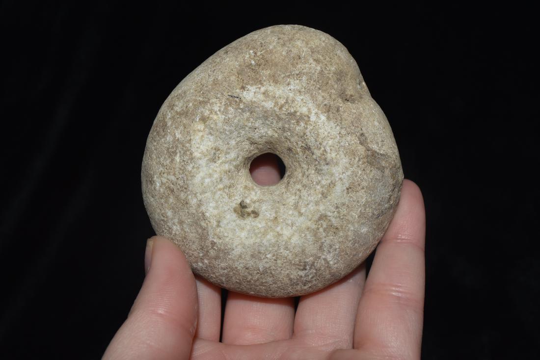2 7/8" Limestone Net Weight with Hole, Florance Co, (1 of 4)