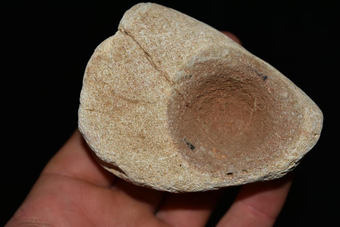 3 3/8" Limestone Paint Cup, Hole Stained Red, Southwest (1 of 8)