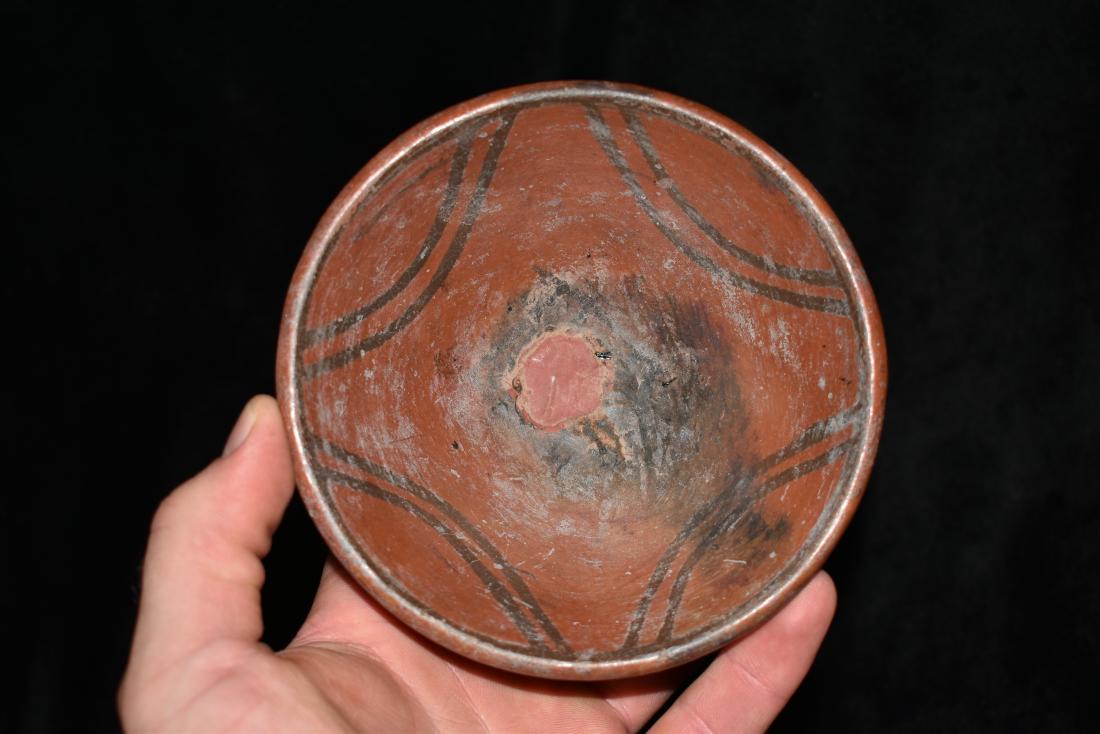 2" x 5" Painted / Designed, Wari Inca: 2" x 5" Painted and Designed Center, Probe Hole in Center, Wari Inca