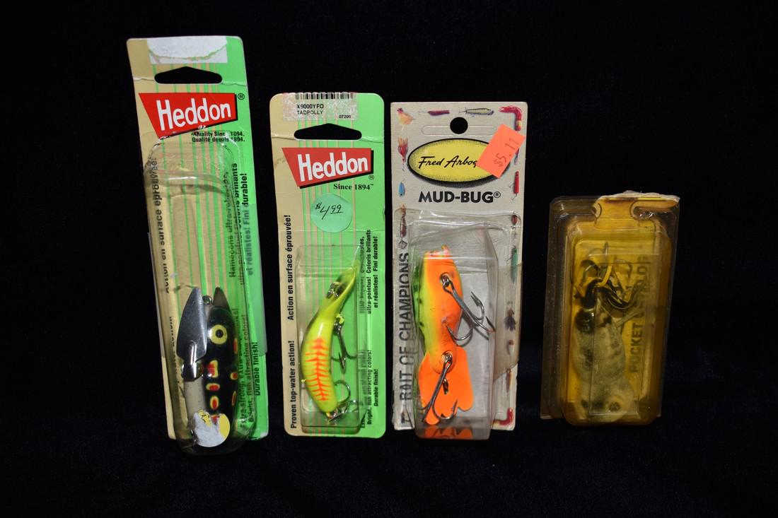 Lot of 4 Antique Fishing Lures, 2 In The Box Heddon (1 of 6)