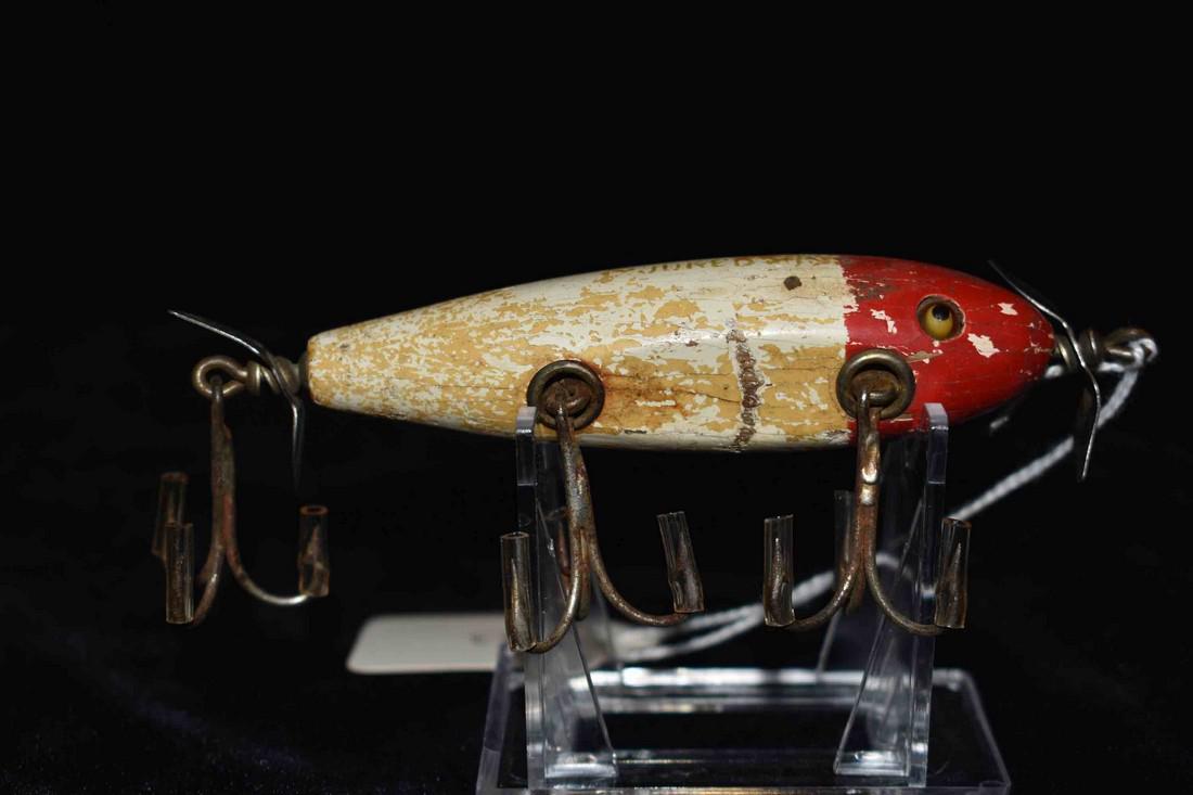 Antique Wooden Injured Minnow Lure: Antique Wooden Injured Minnow Lure