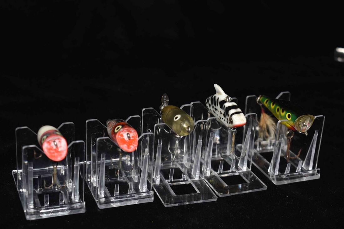 Lot of 4 Heddon and 1 Antique Fishing Lures (1 of 17)