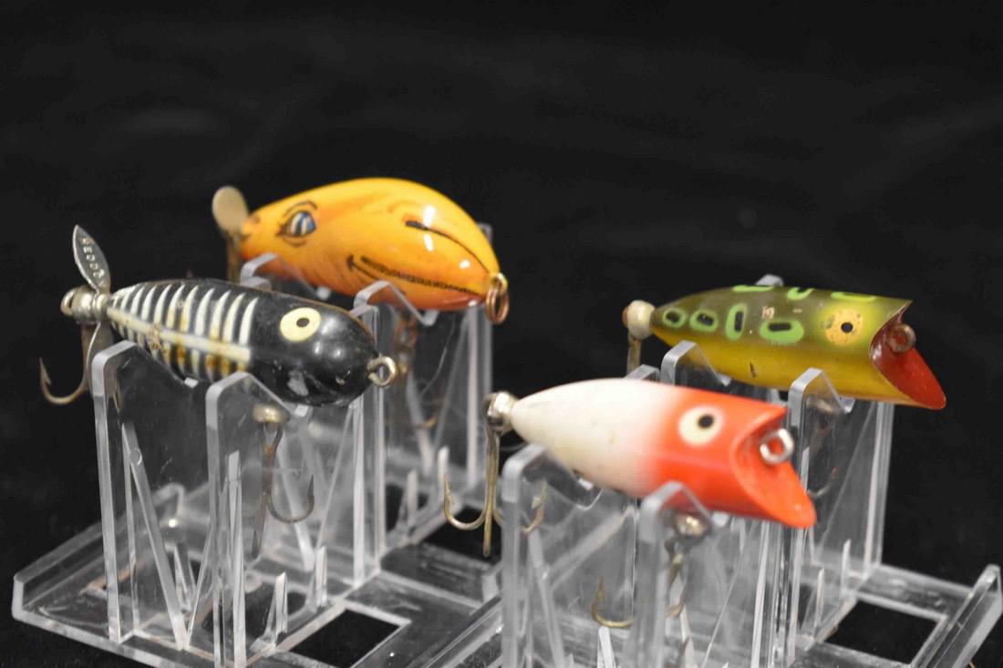 Lot of 3 Heddon and 1 Antique Fishing Lures (1 of 10)