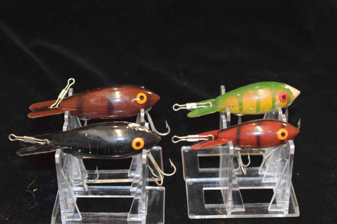 Lot of 4 Antique Fishing Lures: Lot of 4 Antique Fishing Lures