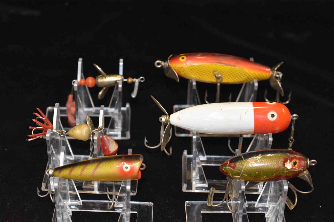 Lot of 6 Antique Fishing Lures: Lot of 6 Antique Fishing Lures