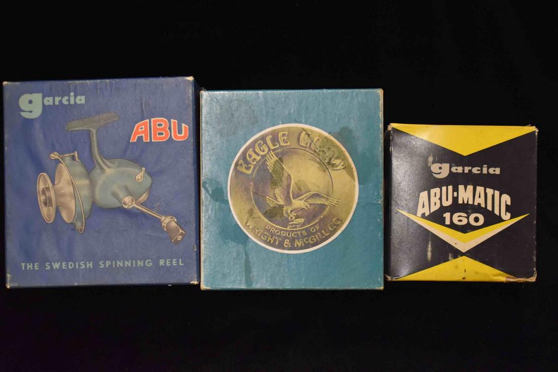 Lot of 3 Antique Fishing Reel Boxes (1 of 2)