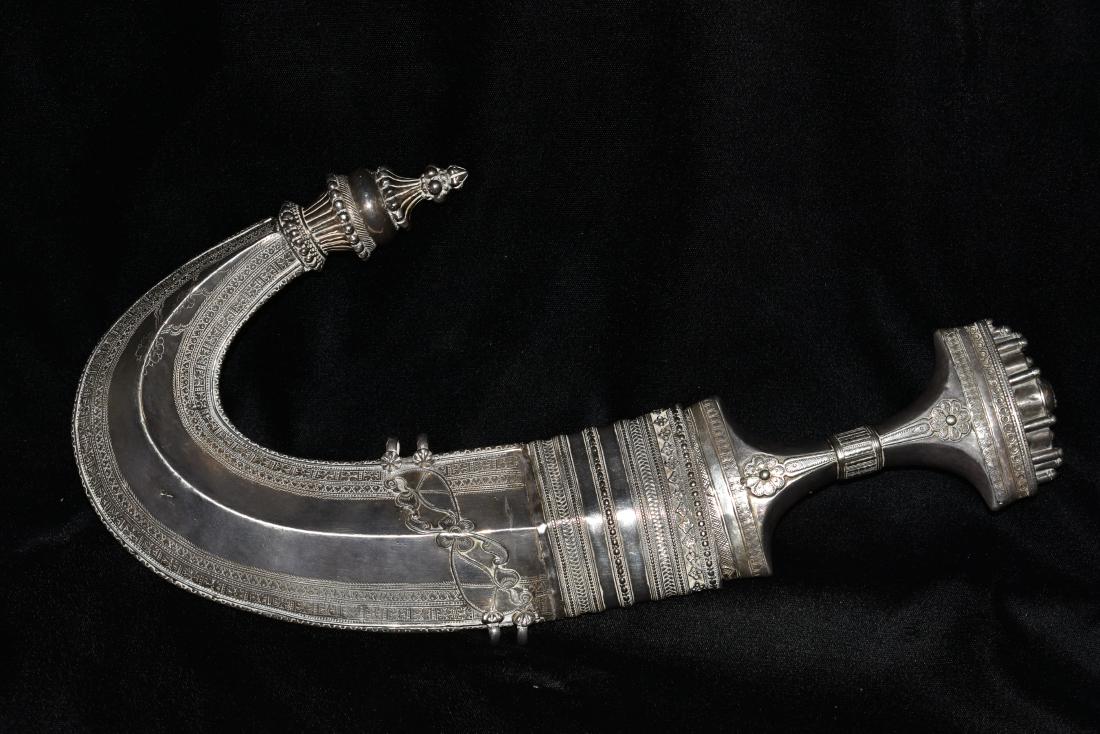 Antique Yemen Silver Arab Jambiya Dagger Middle Eastern (1 of 14)