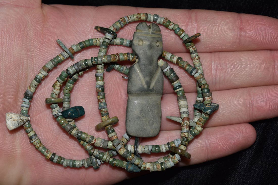 26" Strand of Jade Beads with Pre Columbian Jade Axe (1 of 6)