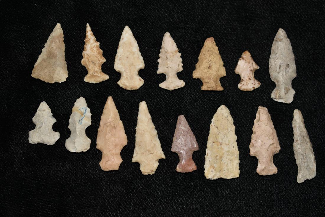 Grouping of Arrowheads, Found by Don Chandler along the (1 of 2)