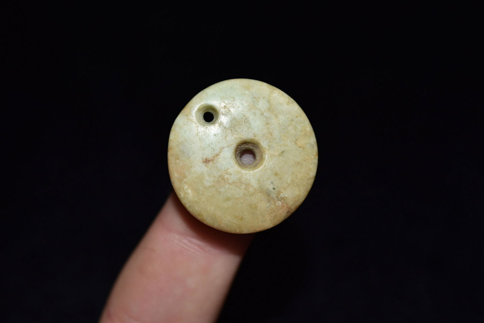 1 1/8" Pre Columbian Jade Gorget: 1 1/8" Pre Columbian Jade Gorget