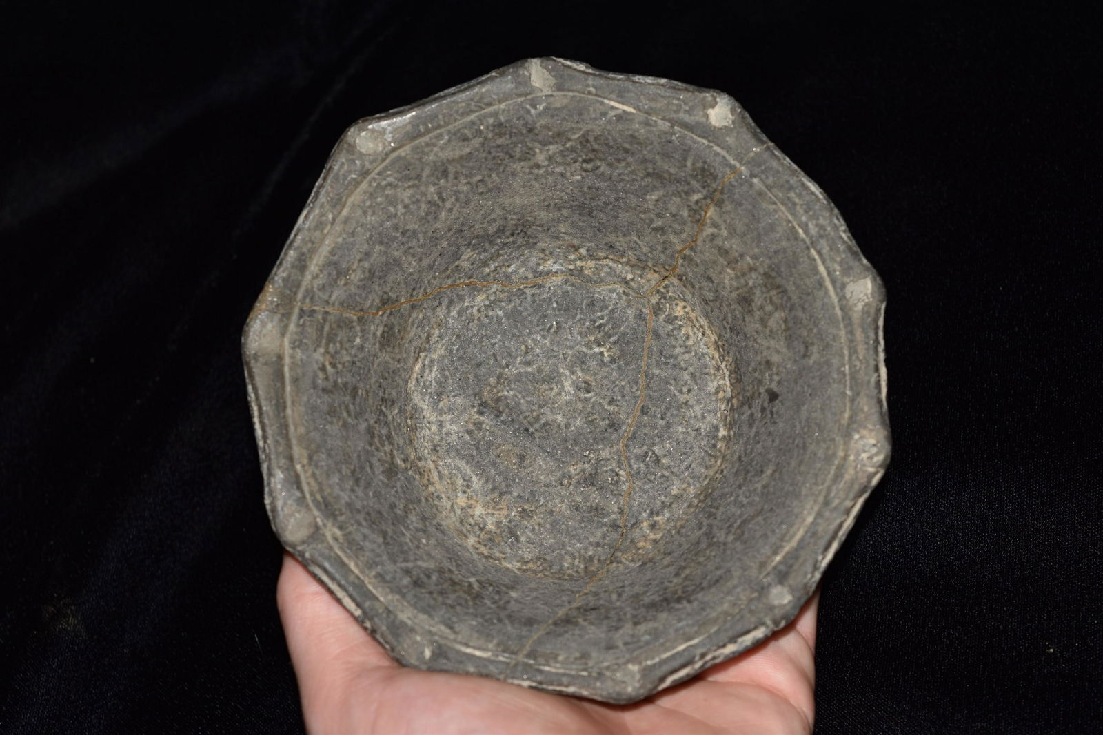 5 1/4" Mayan Bowl, Good Design, 3 pieces glued together (1 of 4)