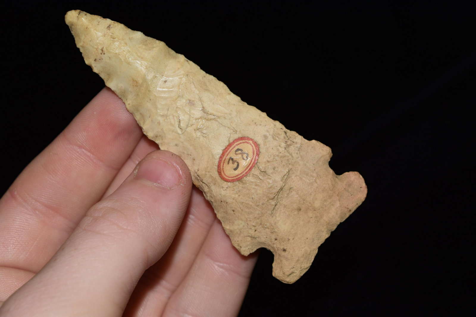 3 1/2" Burlington Osceola, Adams Co., IL, From the: 3 1/2" Burlington Osceola, Adams Co., IL, From the Collection of Pat and Len Griffen, Adams Co IL. They studied under and collected with Dr. Reed of Quincy, IL in the 1960s and 1970s. Most of their pi