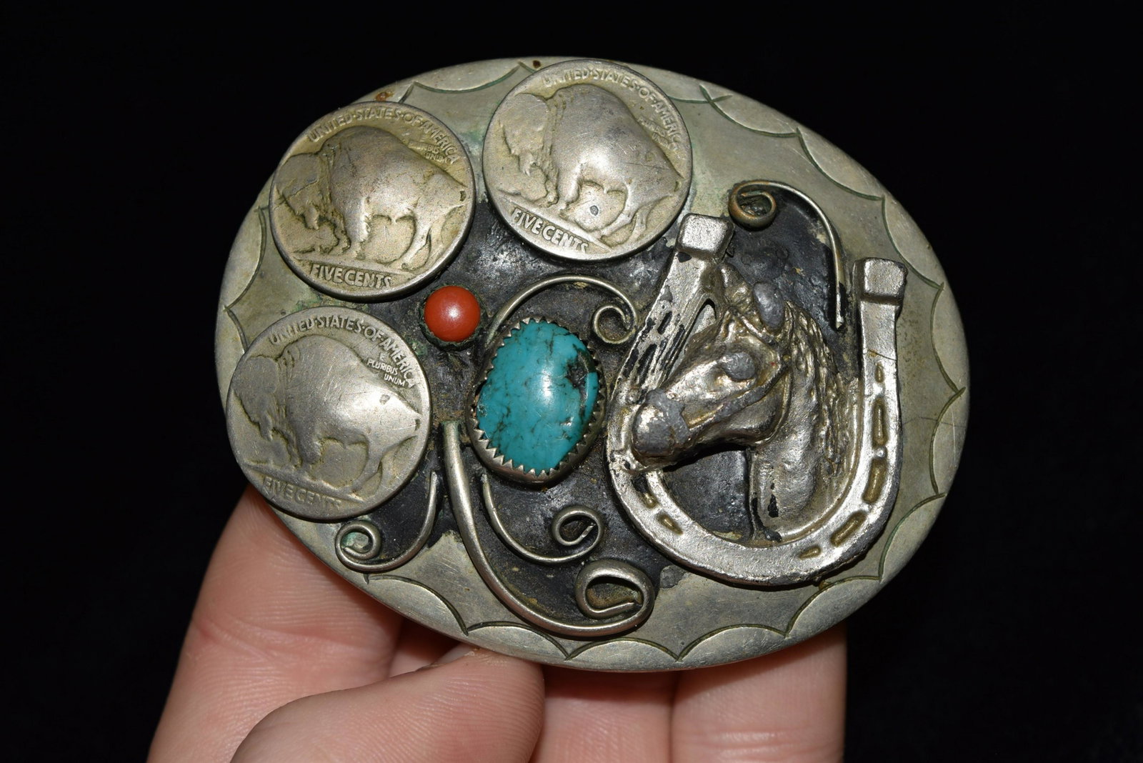 Silver and Turqouis Belt Buckle: Silver and Turqouis Belt Buckle