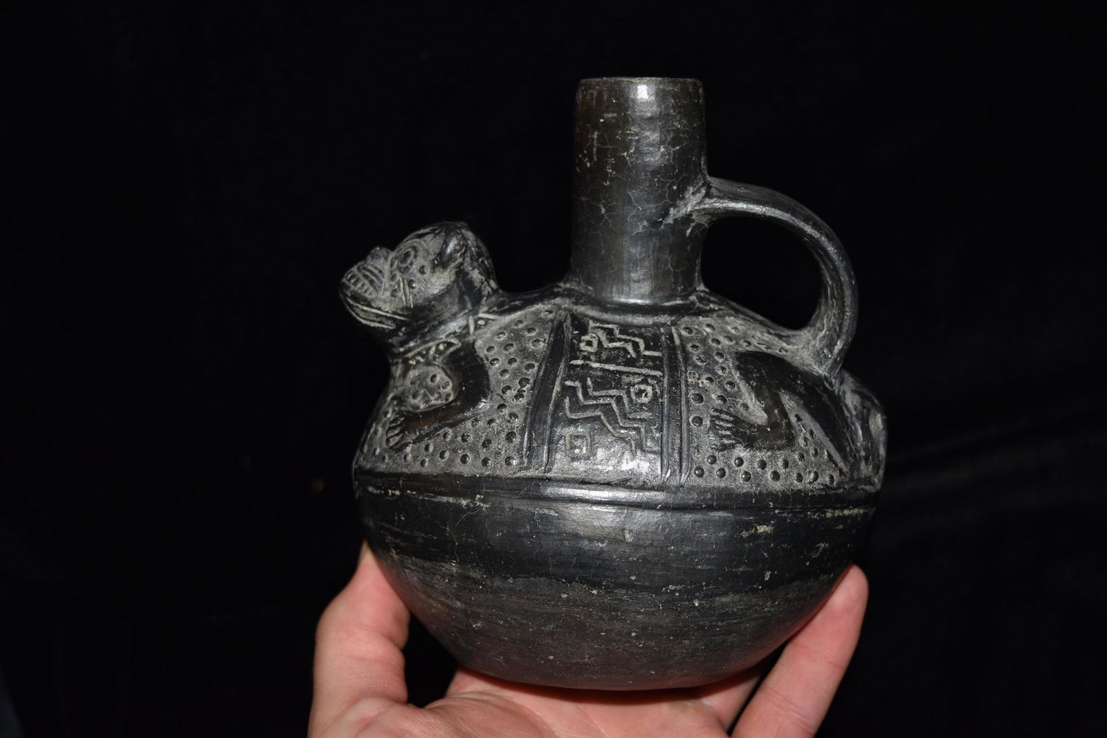 Chimu Jaguare Effigy Vessel, Peru, Great Piece, 6" Tall (1 of 9)