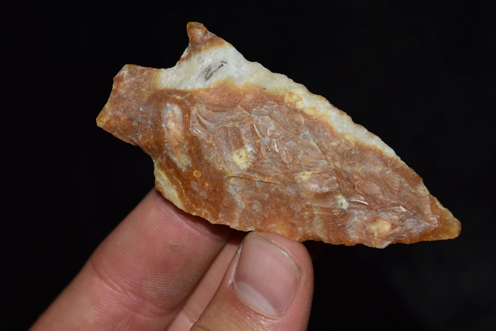 3 1/4" Kaolin Stemmed Point, Jackson Co IL (1 of 8)