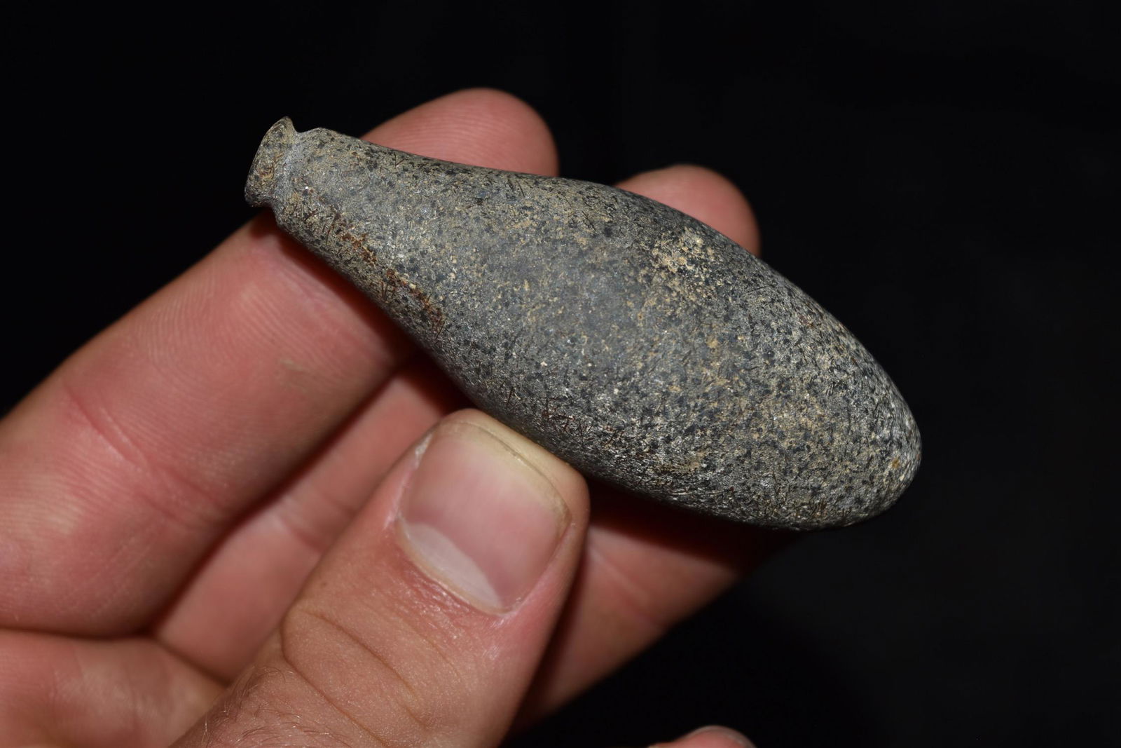 2 5/8" Hematite Plummet, Jersey CO IL, Grooved Top (1 of 6)